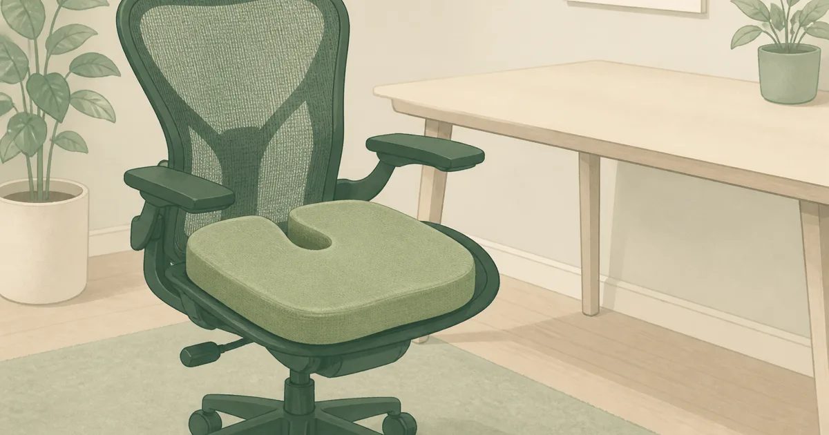 Flat illustration of a U-cut seat cushion on a home office chair